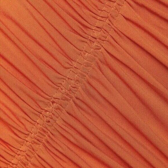 Orange Ruched Long Sleeve Dress - Picture 4 of 8